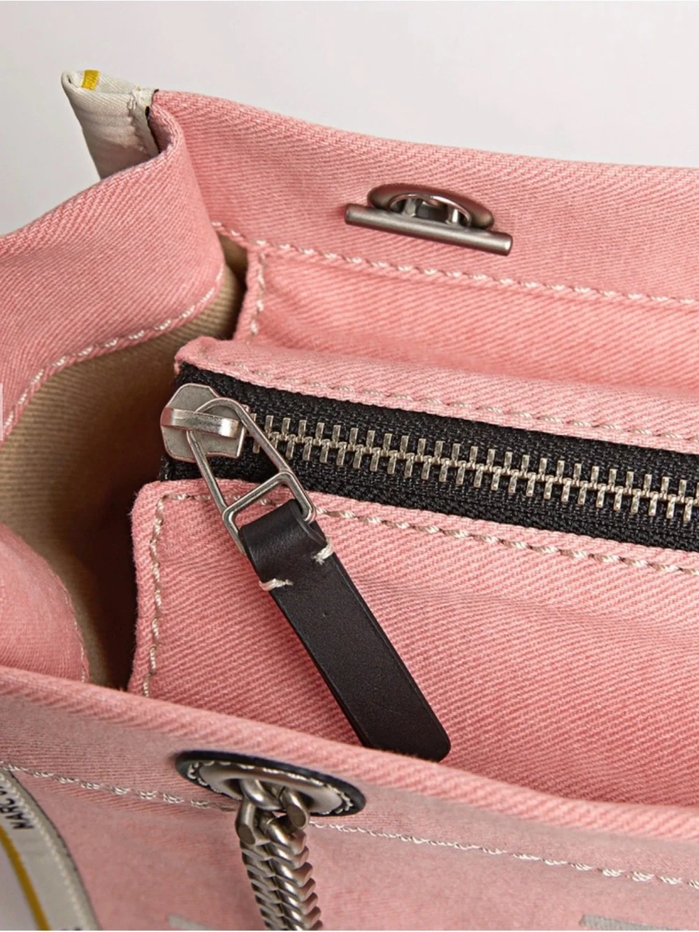 Marc Jacobs Pink Denim Tote with White Handles